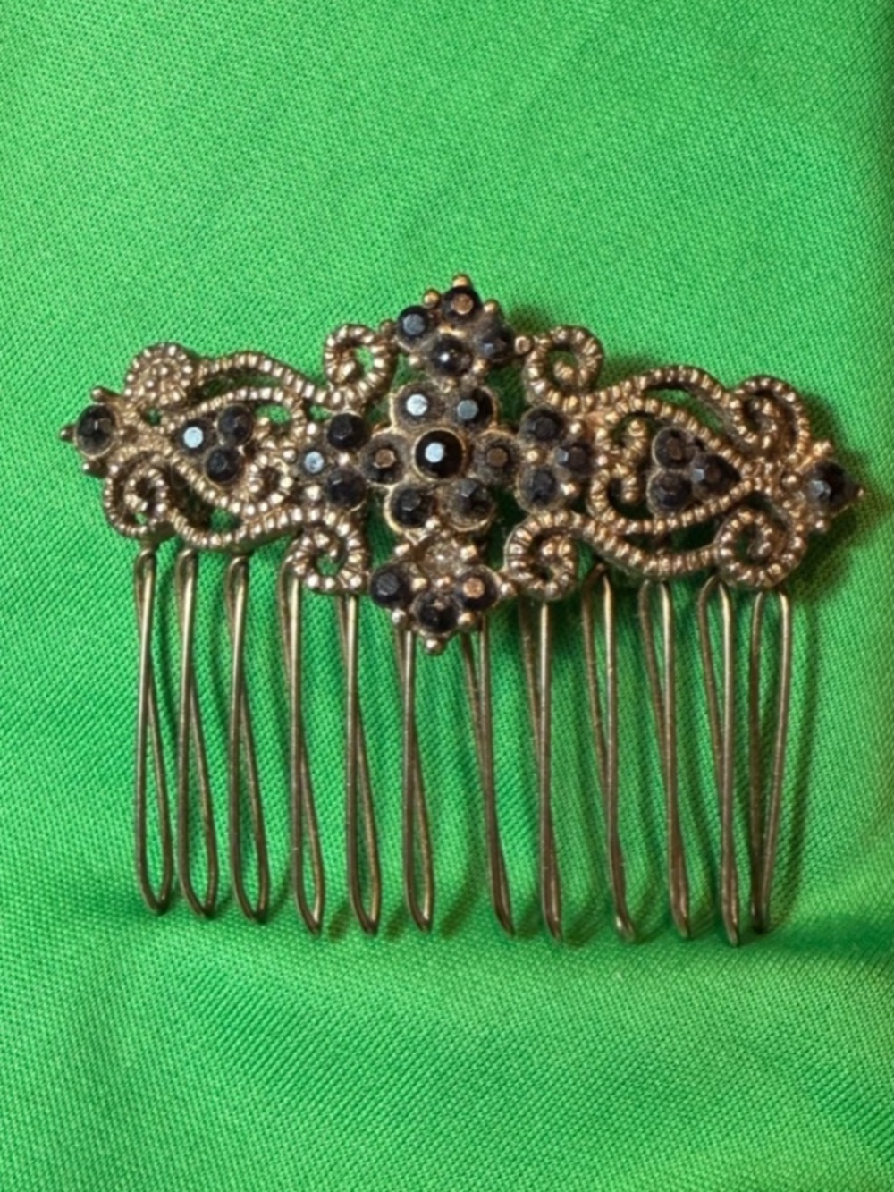Silver Tone Scroll Metal Black Accent Hair Comb Hair Up Do Accessory #2063567724